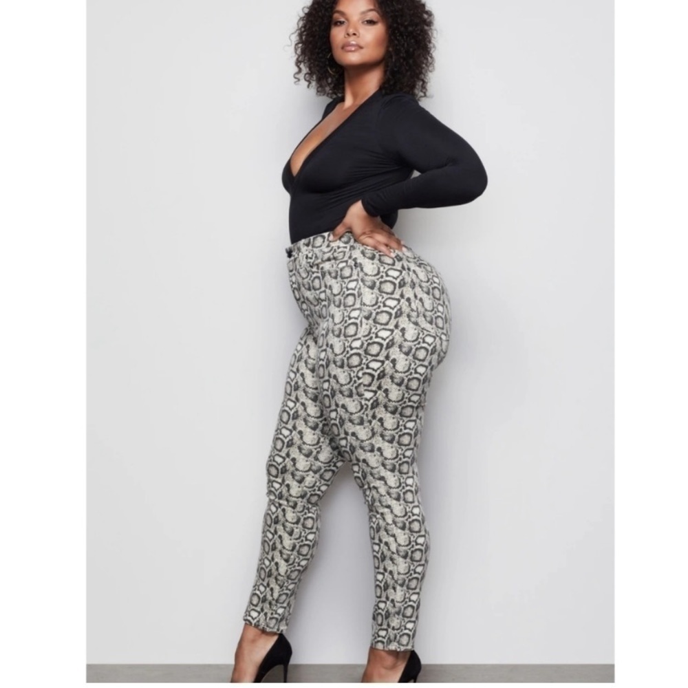 Good American Snake Print Good Legs High Waisted Skinny Jeans Womens Plus Sz 22